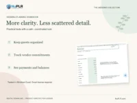 Wedding workbook PLR: planning features and tested limitations.